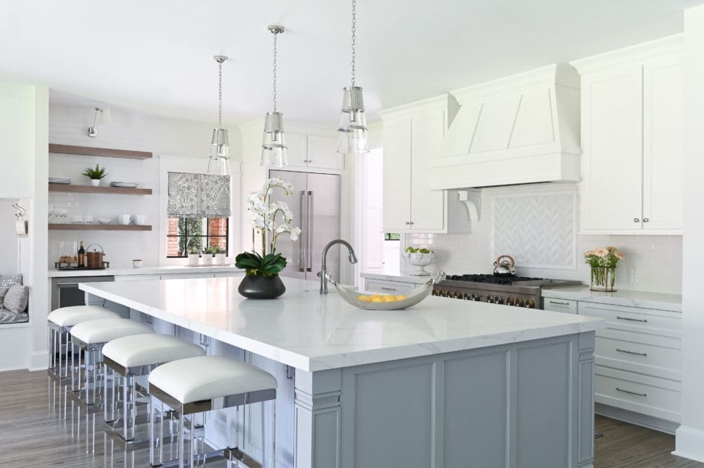 The kitchen was gutted and completely rebuilt and redecorated to reflect a 21st century esthetic.