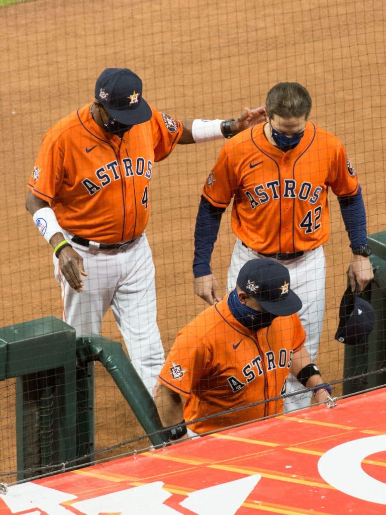 The Houston Astros walking off in protest of racial injustice and not playing a scheduled game created some powerful scenes. (Photo by F. Carter Smith)