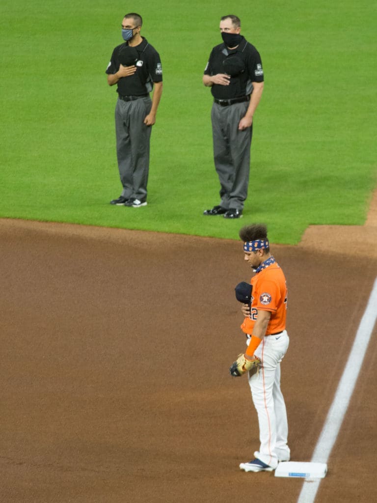The Houston Astros walking off in protest of racial injustice and not playing a scheduled game created some powerful scenes. (Photo by F. Carter Smith)