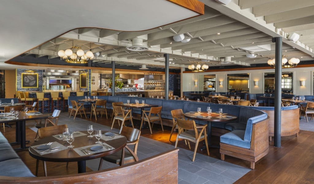 The main dining room at Bludorn, located in the old Antone's building on Taft. The restaurant opens on this Friday, August 21. (Photo by Julie Soefer)