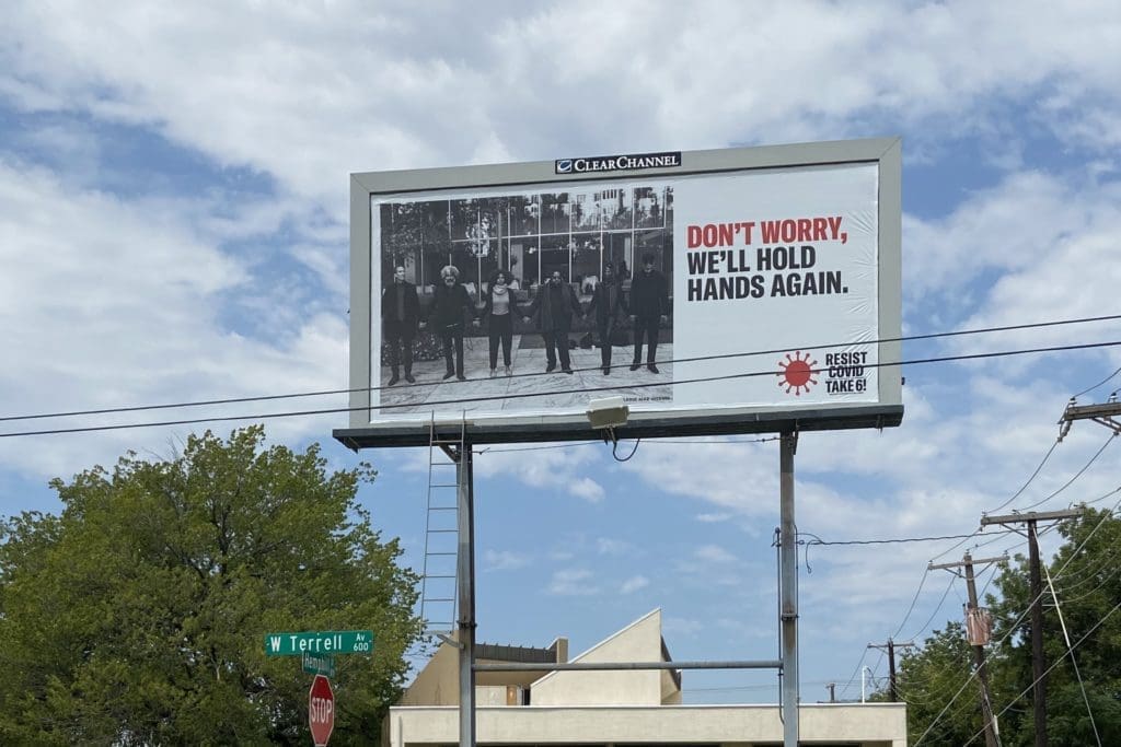"Resist Covid/Take 6!" is a new public awareness art project in DFW. (Courtesy)