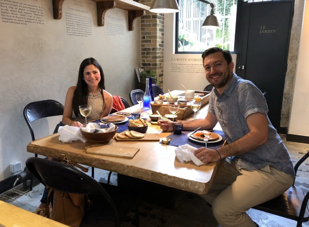 Victoria and Chef Aaron Bludorn on their honeymoon in Paris, a voyage that included France and Greece.  (Courtesy photo)