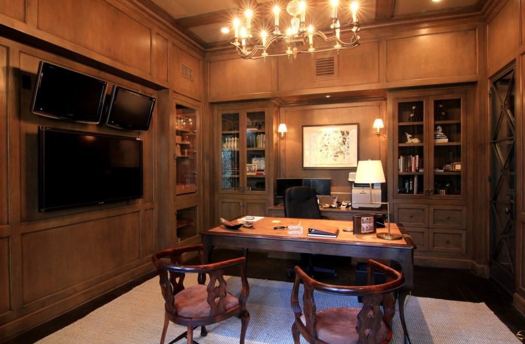 The paneled study. 