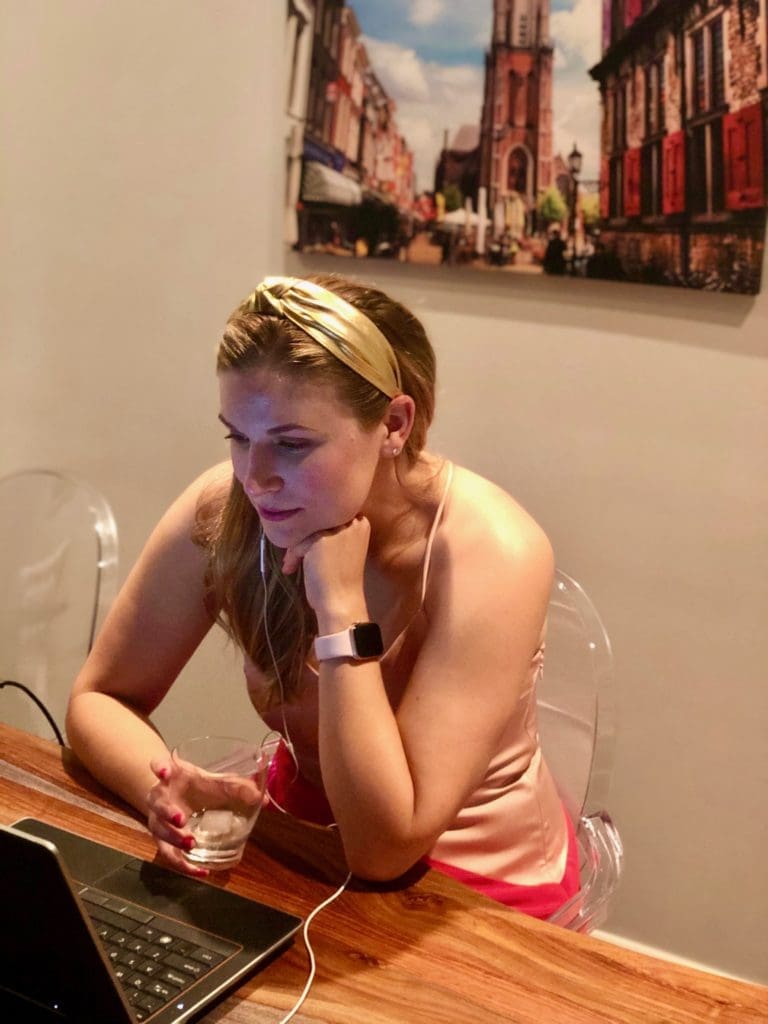 Lindsey Woods Zooms into the virtual program from Washington D.C.  (Photo by Dress for Success)
