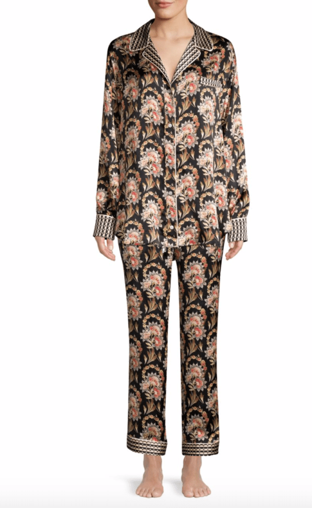 Oscar de la renta pajamas in silk, made in Italy, on sale at Saks for $479, from $1,100.