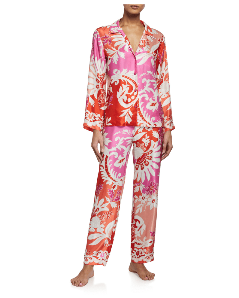 Josie Natori's  silk Mantilla Scroll pajama set is $550 at Neiman Marcus online.