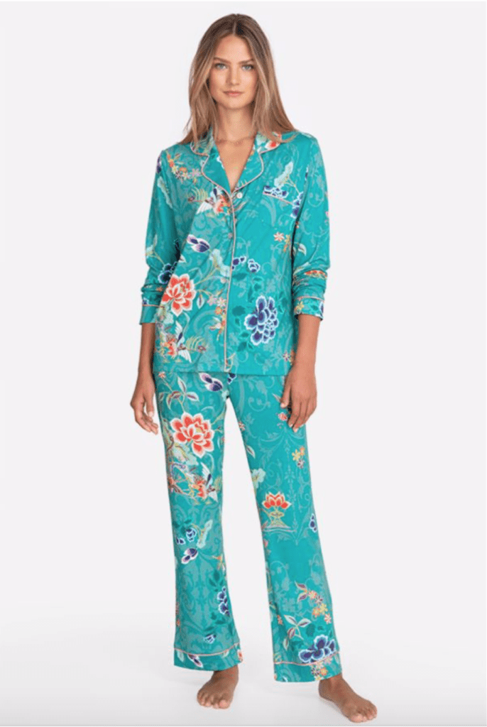 Verdino long set by Johnny Was crafted from 50 percent pima cotton and 50 percent modal. Priced at $180.