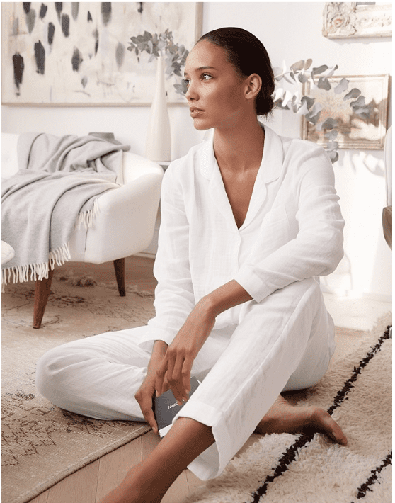 This set from The White Company is crafted from two layers of cotton muslin, accented with mother of pearl buttons. At $109, it comes with a matching travel bag. 