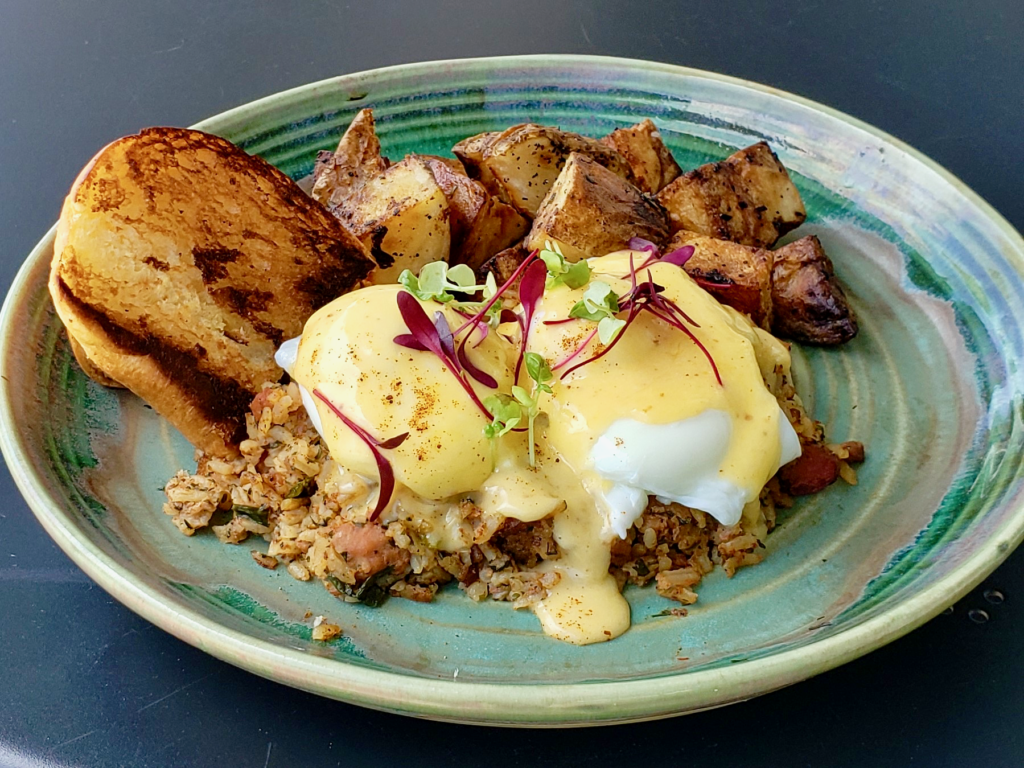 Fry up Henderson & Kane's famous Smoked Boudin Benedict.