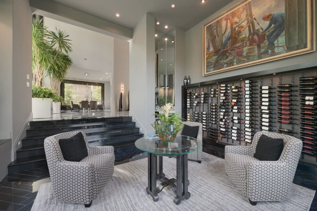 It's easy access to vino in this open wine nook.
