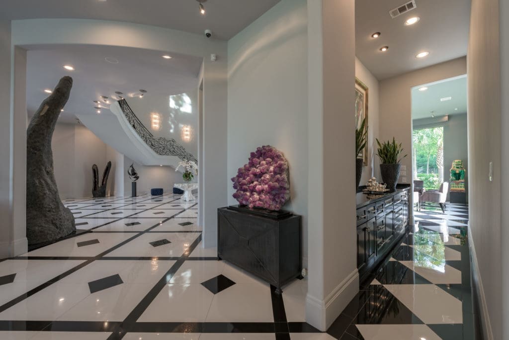 Dramatic angles add high notes to the contemporary design.