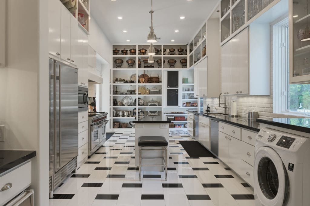 The service kitchen, one of two kitchens in the Carlton Woods mansion tucked into a posh corner of The Woodlands.