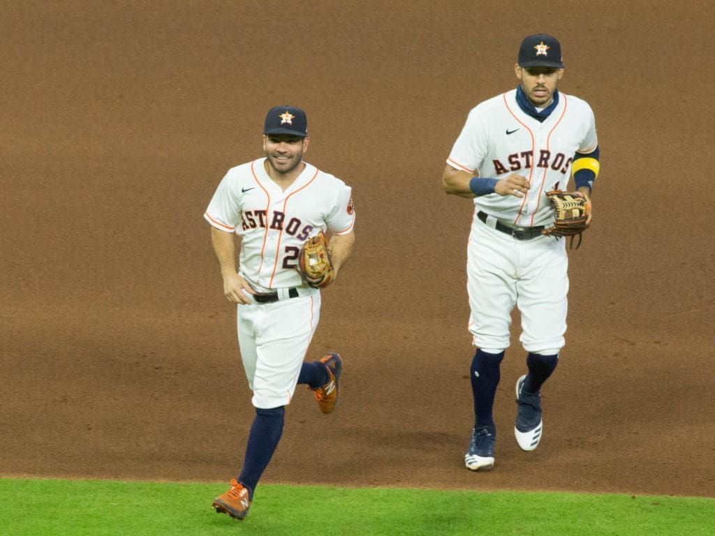 Jose Aktuve and Carlos Correa have won a lot of games together with the Astros. (Photo by F. Carter Smith)