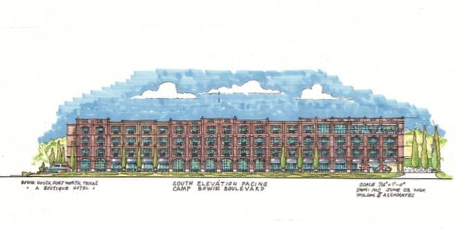  Rendering of the Camp Bowie facade. Rendering by Michael Crosby.