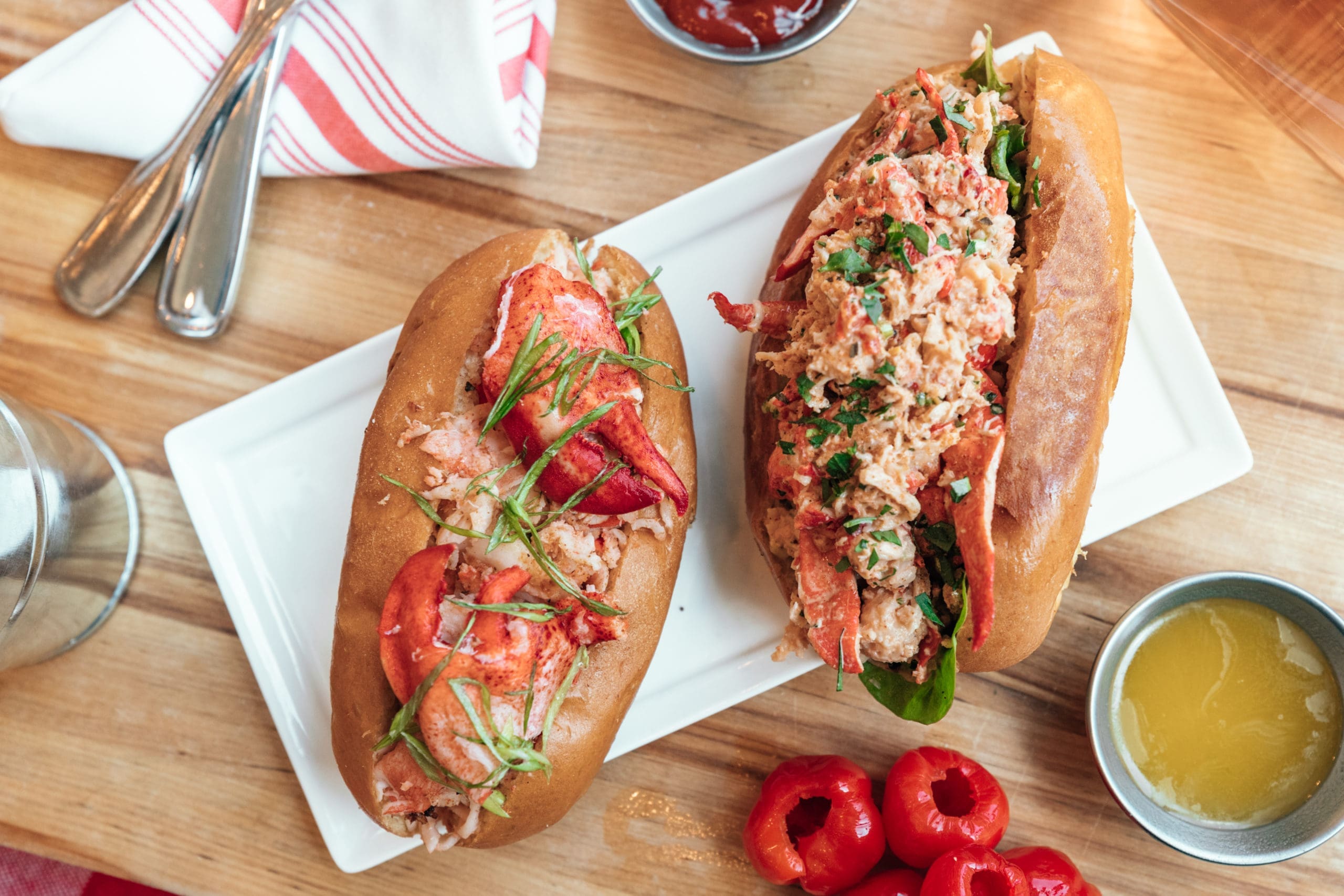East Hampton Sandwich Company’s Connecticut lobster roll and spicy lobster roll