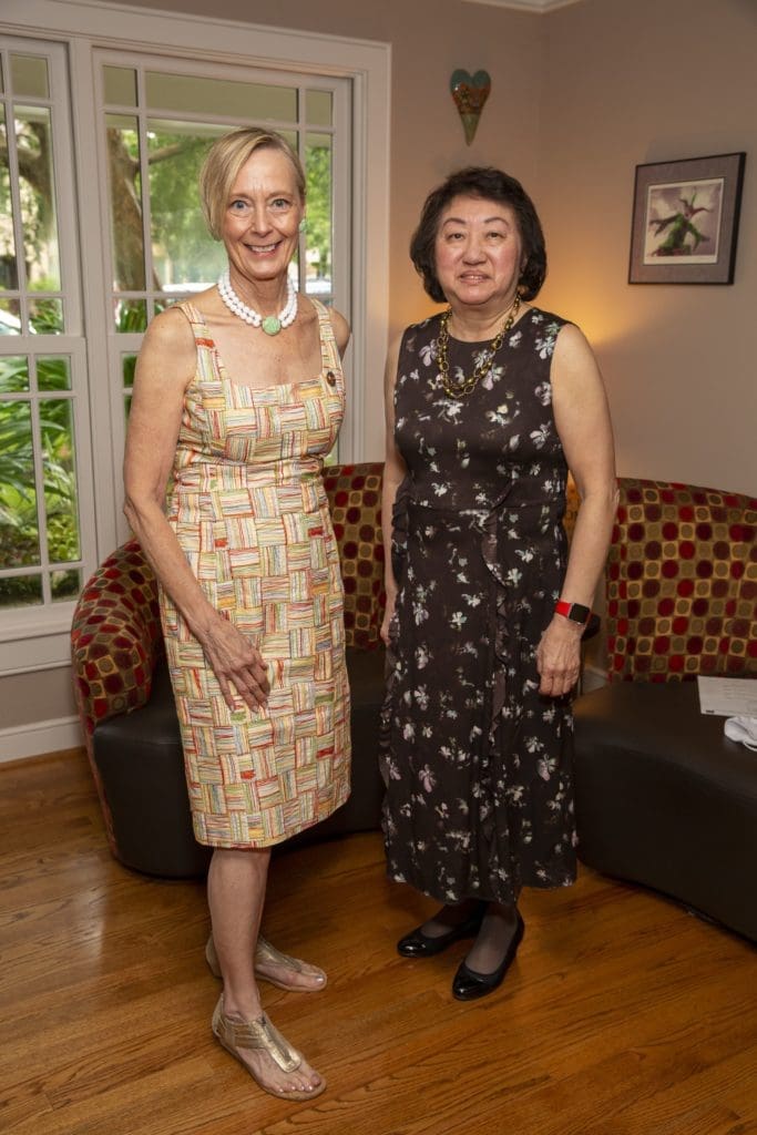 Connie Wallace, Judy Chong at a private home for viewing of the 'Reflections on Style' fashion show and program. (Photo by Jenny Antill Clifton)
