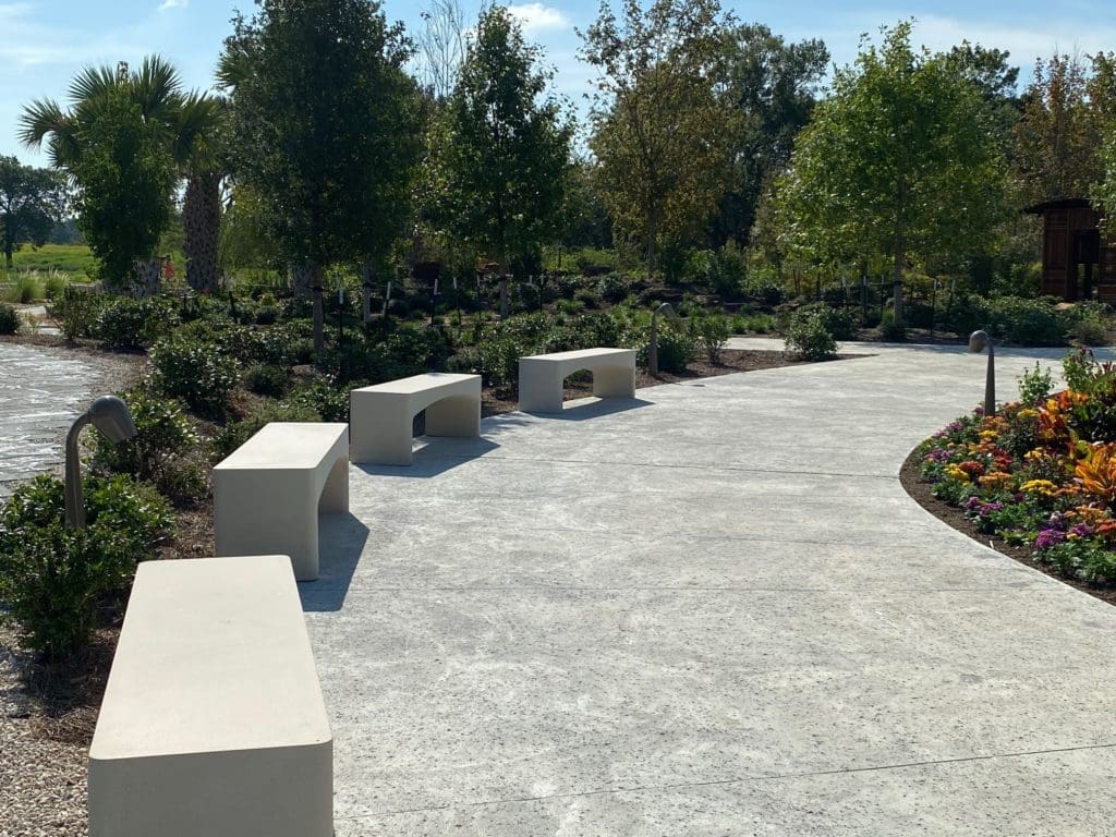Houston Botanic Garden provides 1,523 linear feet of seating for visitors. (Photo by Shelby Hodge)