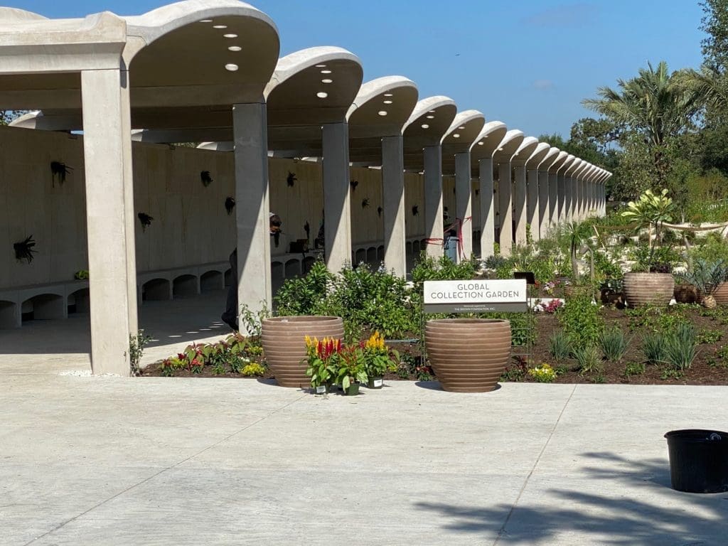 The 380-foot shaded walkway features 18 contemporary alcoves. (Photo by Shelby Hodge)
