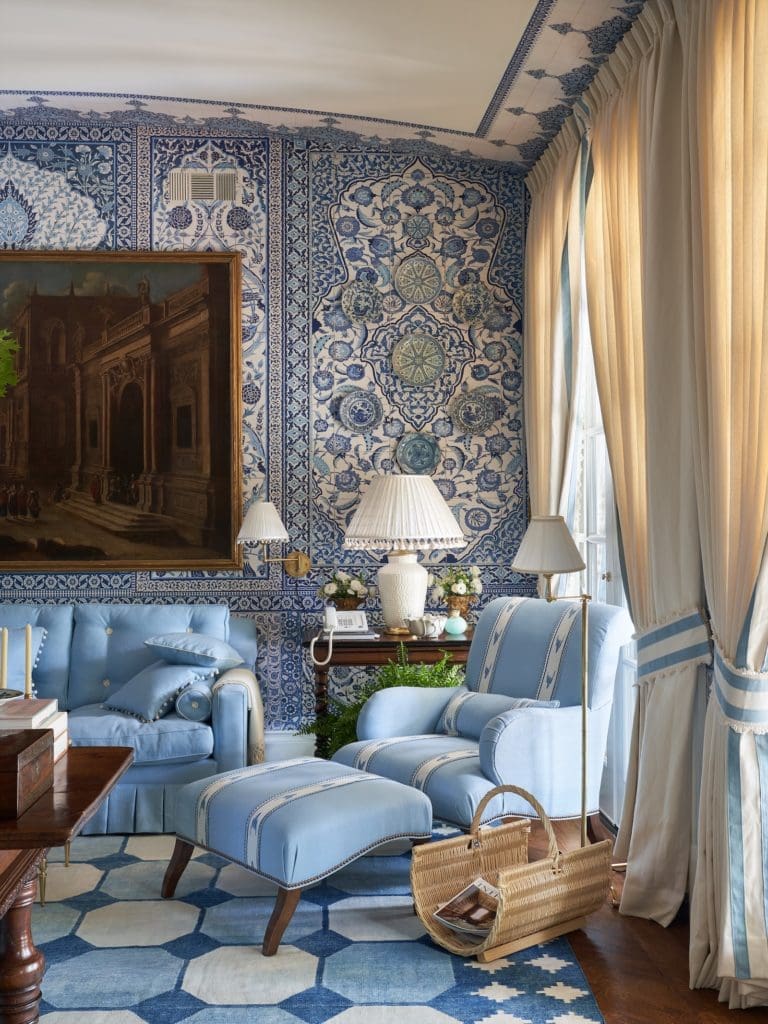 Living room designed by Mark D. Sikes Interiors. (Photo by Stephen Karlisch)