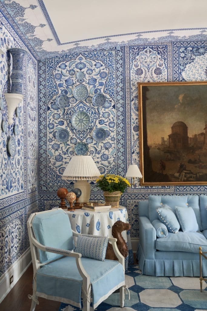 Living room designed by Mark D. Sikes Interiors. (Photo by Stephen Karlisch)