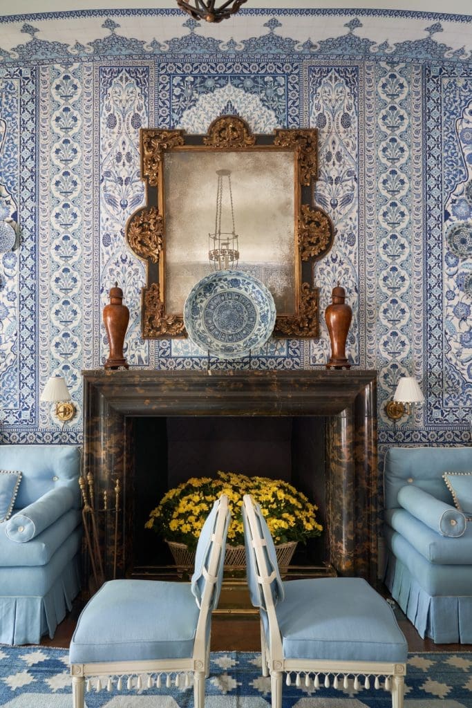 Living room designed by Mark D. Sikes Interiors. (Photo by Stephen Karlisch)