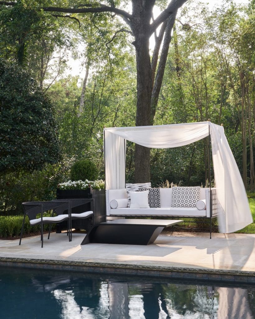 Rear landscape and pool deck designed by Melissa Gerstle Design.  (Photo by Stephen Karlisch)
