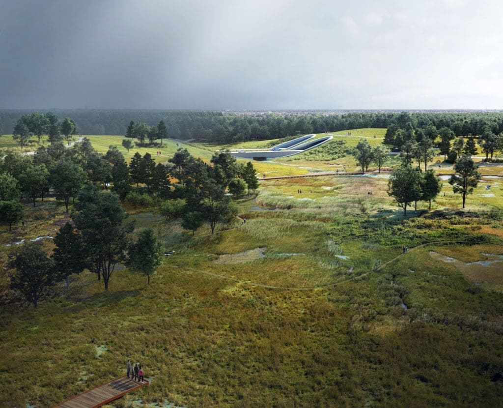 The bucolic rendering of what is soon to be — the coastal prairie in the midst of Memorial Park.(Courtesy of Nelson Byrd Woltz)