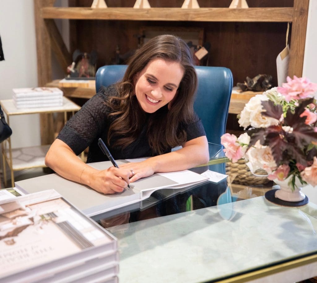 Interior designer Marie Flanigan signs copies of her debut book at an intimate book signing at Mecox in Rice Village. (Photo by Marie Flanigan Interiors)