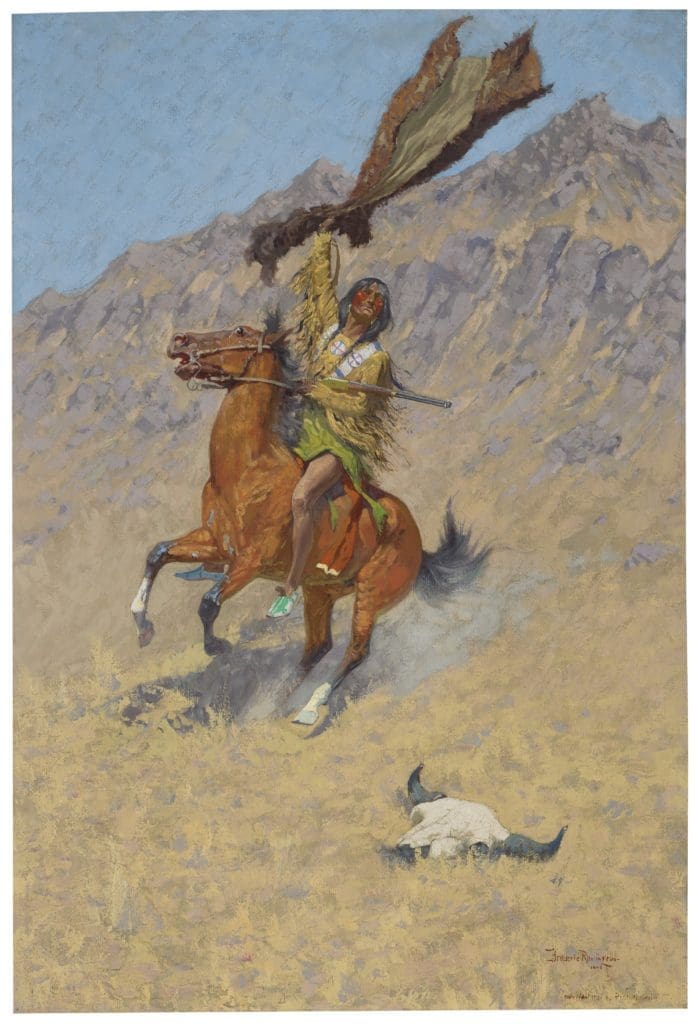 Frederic Remington’s remarkable oil painting "The Signal (If Skulls Could Speak)" is at the forefront of the collection (estimate: $3,000,000-5,000,000).