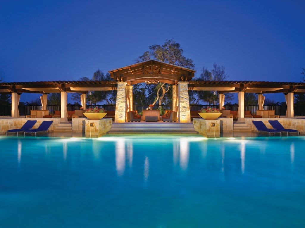 Cabanas are available to reserve as well by the pool.