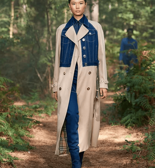 The latest Burberry collection features an updated version of the classic trench coat with denim influences. (Photo courtesy of Burberry)