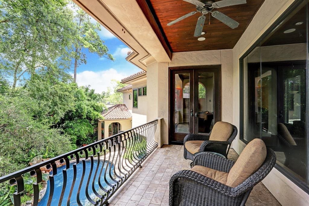 Covered patio overlooks the pool.