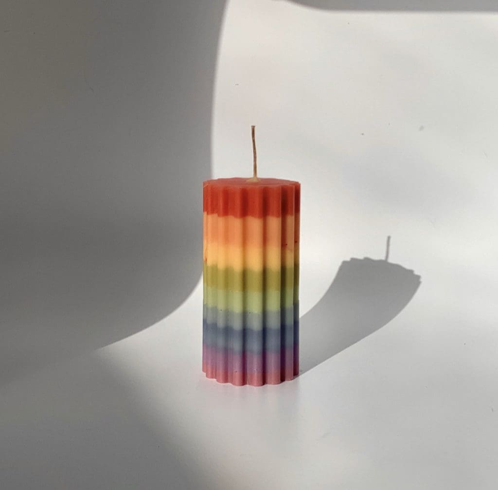 Dallas-based Safe Scents makes a sustainable, non-toxic candle that kind of looks like a unicorn horn, but it’s the “Rainbow Squiggle” that truly captured our hearts.