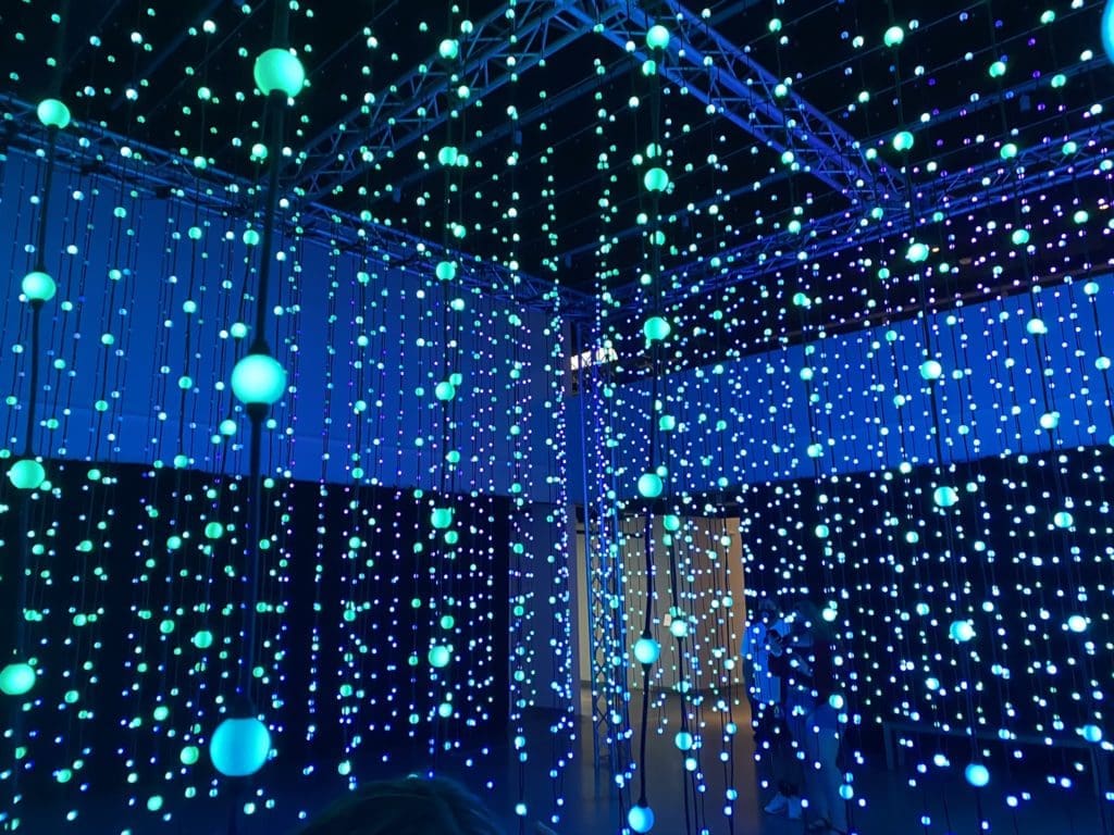 Squidsoup’s “Submergence” is popular with the visitors because of its mesmerizing color-changing lights. (Photo by Anna Votaw )