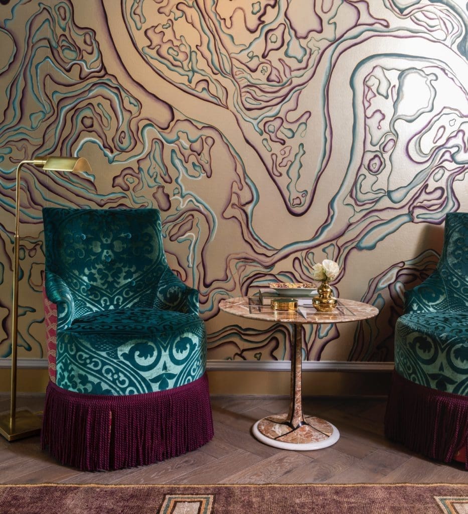 Winning Entry, Best in Wallcovering Deisgn: Buffalo Bayou de Gournay Custom Art Wallpaper by Creative Tonic Design