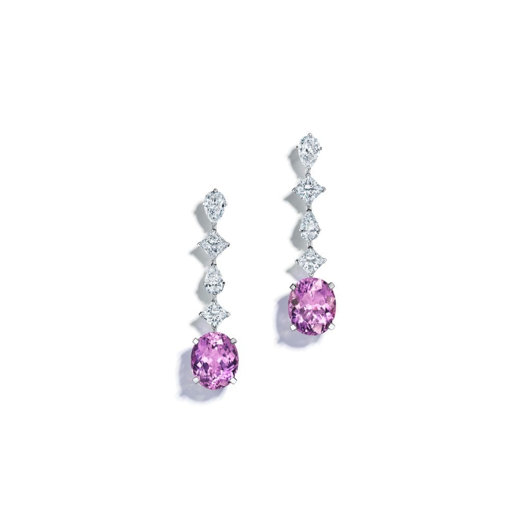 The Extraordinary Tiffany collection includes pink tourmaline and diamon earrings. All prices upon request.