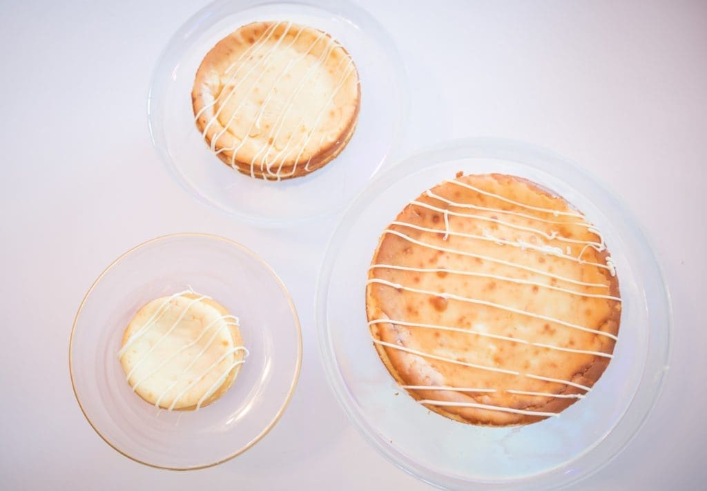 The new bakery offers cheesecakes in 5-inch, 7-inch, and 9-inch whole cakes. (Photo by Lacy Alewel)