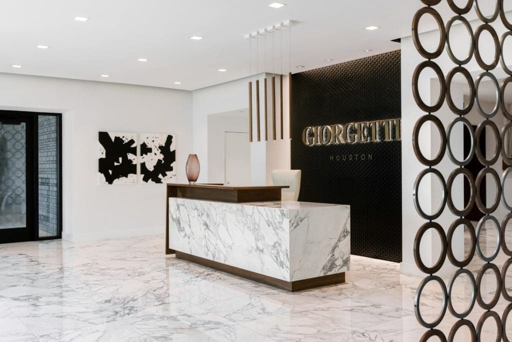 Giorgetti Houston's lobby provides a striking sense of arrival. (Photo by Divya Pande)