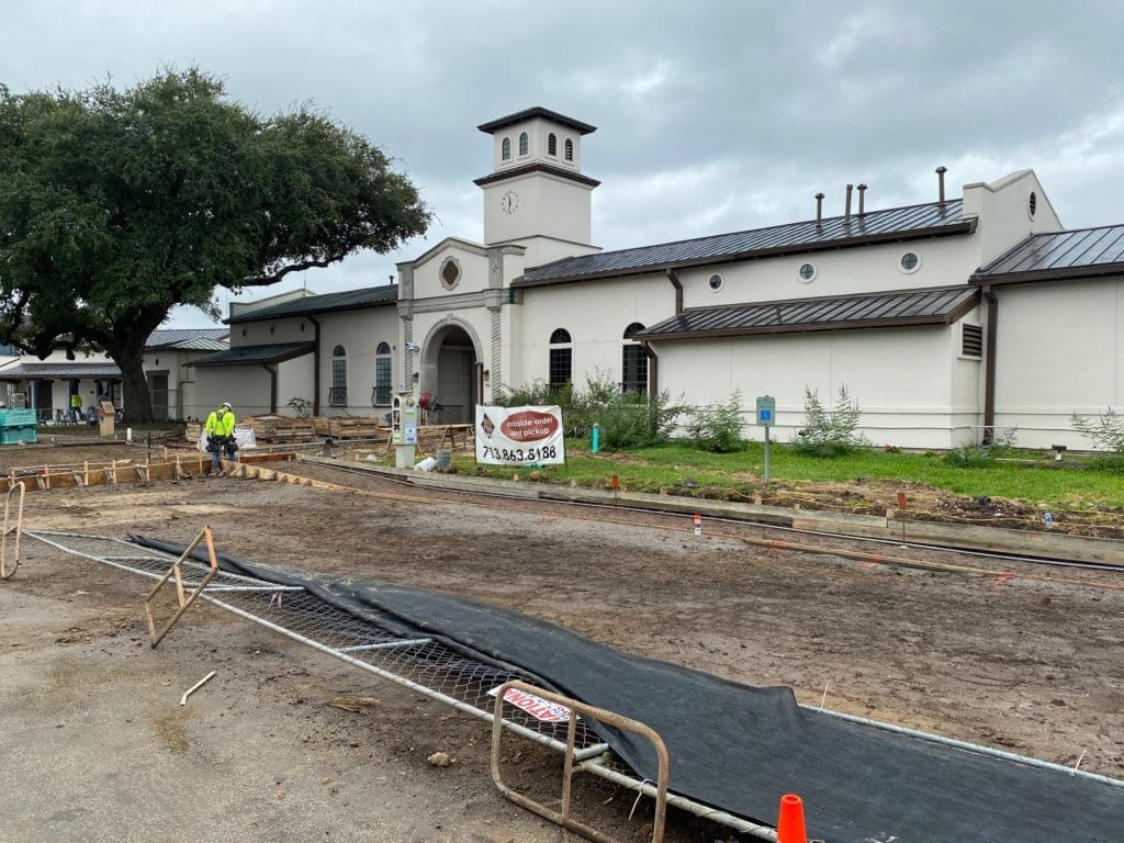 The parking spots and pavers around Beck's Prime are being resurfaced in anticipation of next month's Houston Open.
