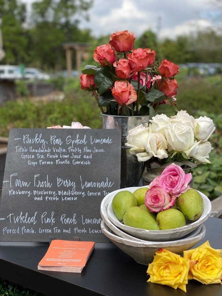 The drink offerings at Hope Farm's Fashion in the Fields outing benefiting Recipe for Success.  (Photo by Shelby Hodge)