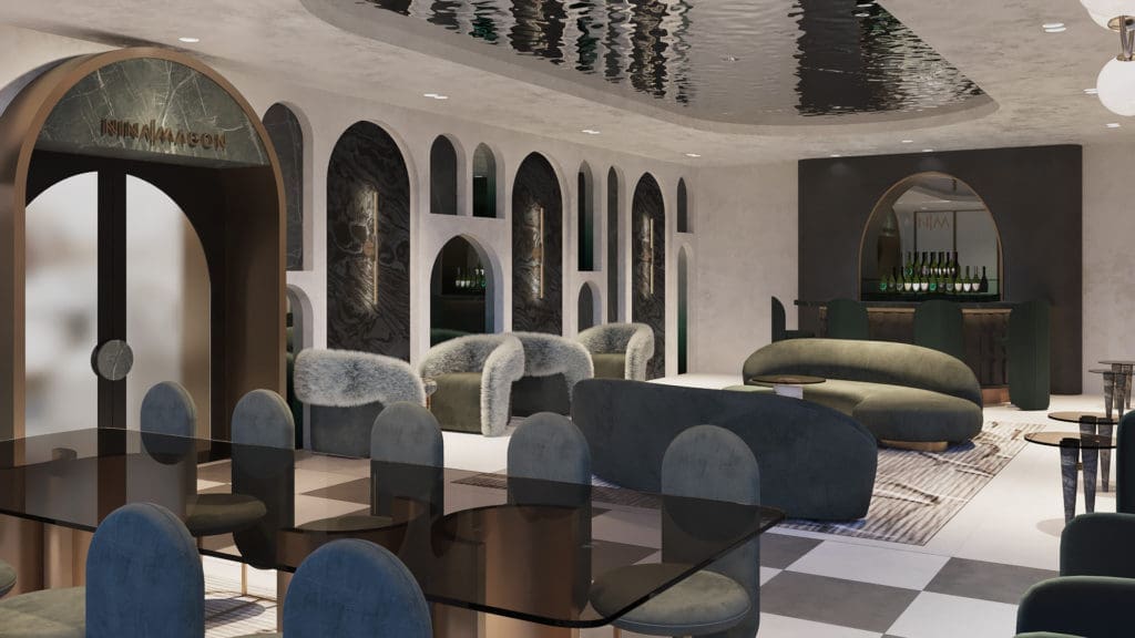 Rendering of The Nina Magon Loungeabove Zadok Master Jewelers in Post Oak Place, expected to open in the first quarter of 2021.