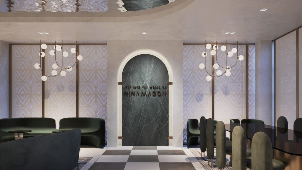 Rendering of The Nina Magon Loungeabove Zadok Master Jewelers in Post Oak Place, expected to open in the first quarter of 2021.