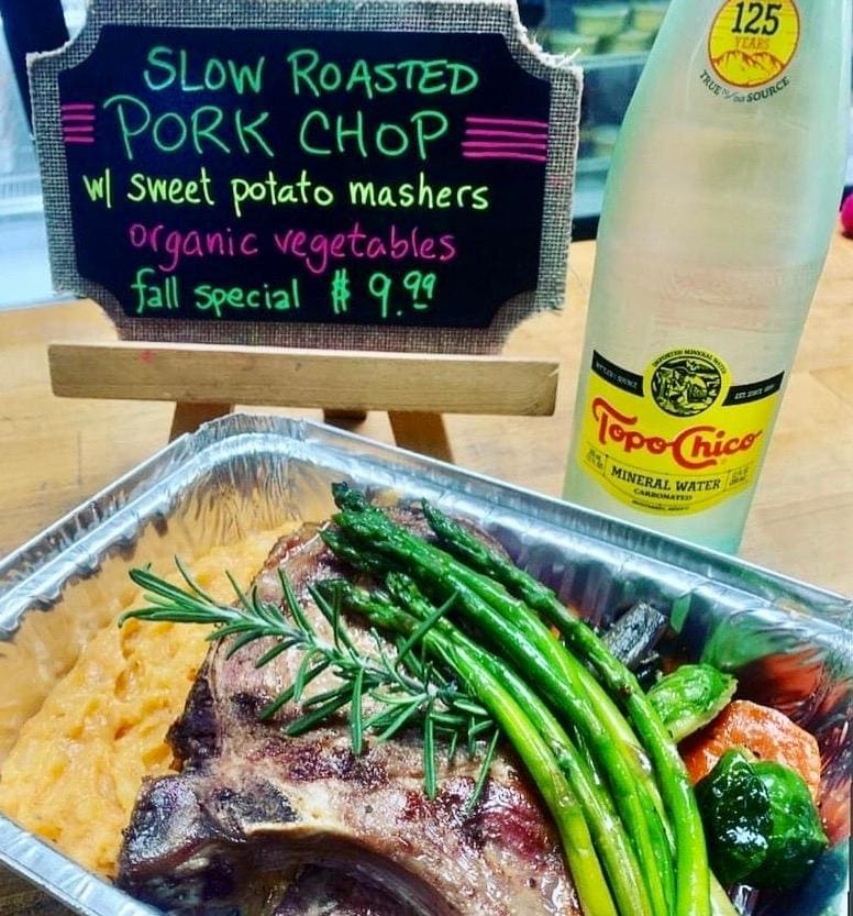 Grab-and-go gourmet pork-chop meal from Lettuce Cook. 