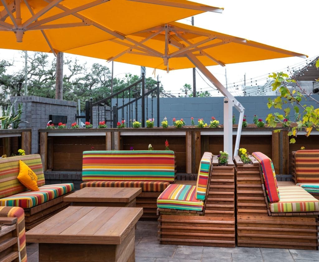 The patio at The Sporting Club on Washington Avenue (Photo by Corine Michel )