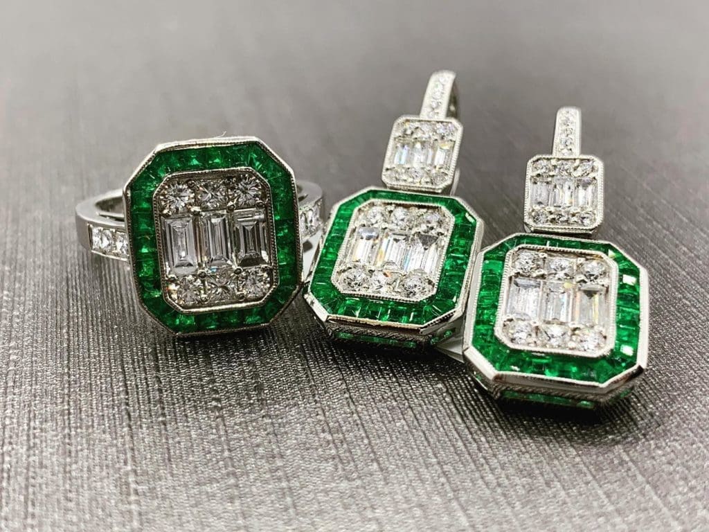 This emerald and diamond set shows the classic side of Reads Jewelers.