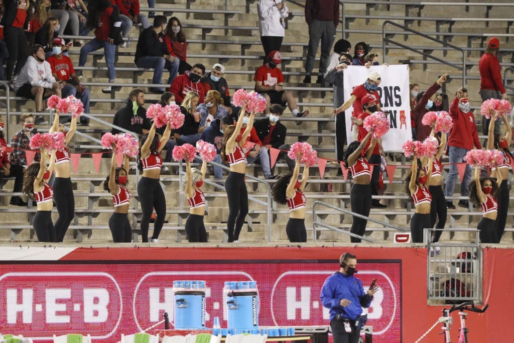 The University of Houston cheerleaders are still trying to bring the excitement. (Courtesy UH Athletics)