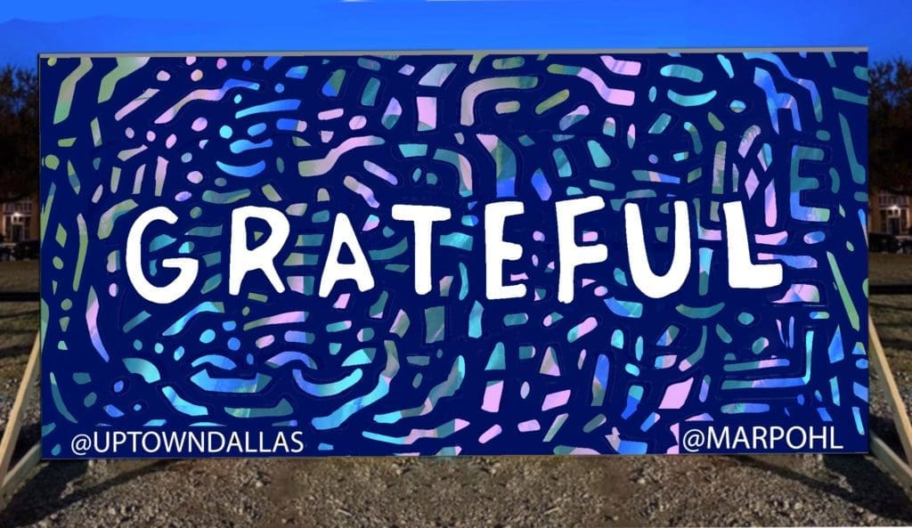 Mariel Pohlman's art wall gives you the opportunity to tell others what you are grateful.