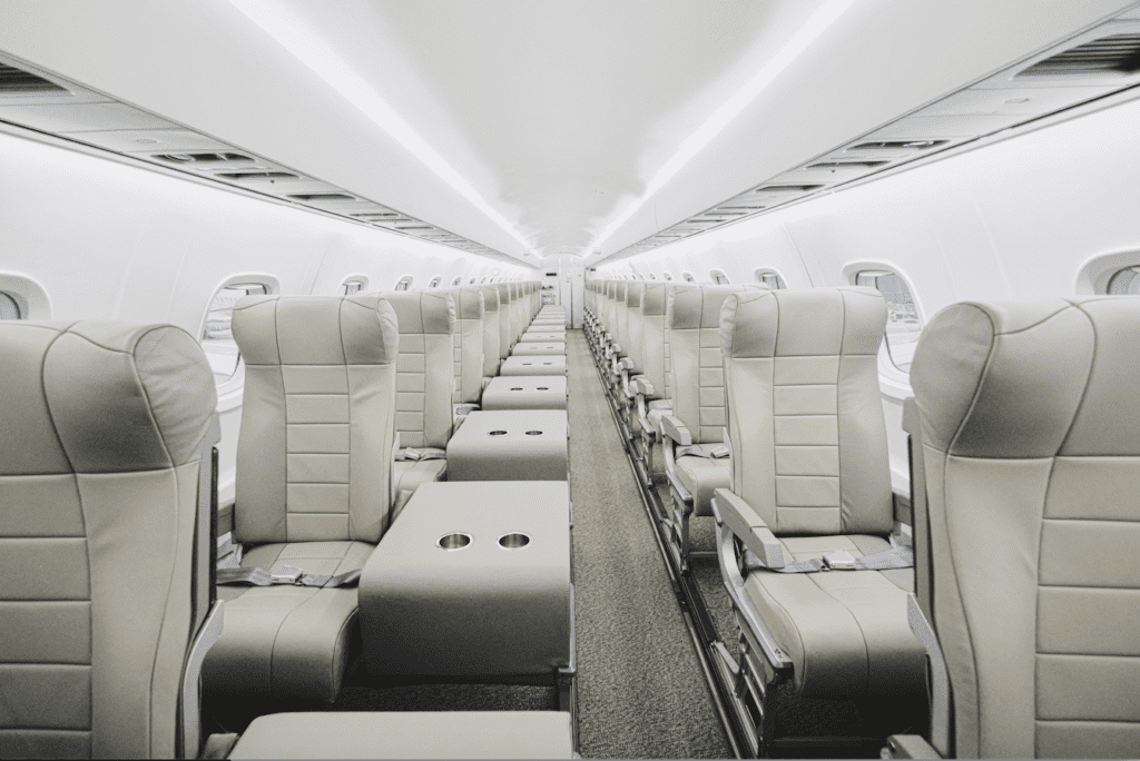 Seating aboard the JSX Embraer Jet is unprecedented in a 1x1 configuration with no less than 35 inches of legroom. 