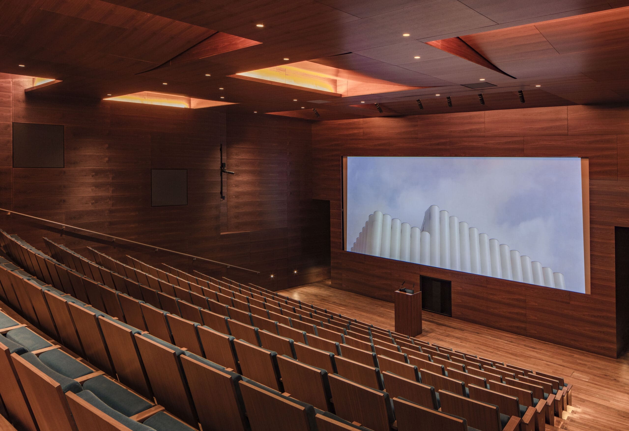 The Lynn Wyatt Theater on the lower level of the Nancy and Rich Kinder Building at the Museum of Fine Arts, Houston. (Photo by Richard Barnes, Courtesy of the Museum of Fine Arts, Houston)