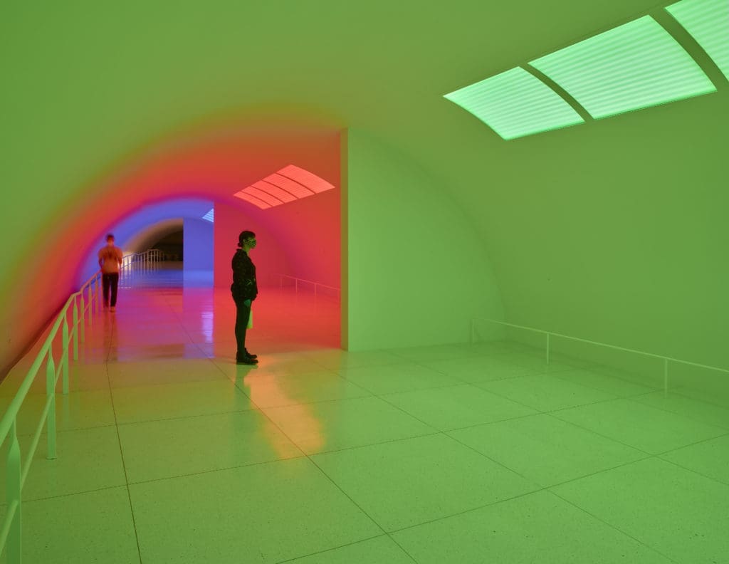 Installation view of Carlos Cruz-Diez’s 'Cromosaturación' light tunnel, MFAH, Paris 1965 Houston 2017. (Photo by Richard Barnes, Courtesy of the Museum of Fine Arts, Houston)